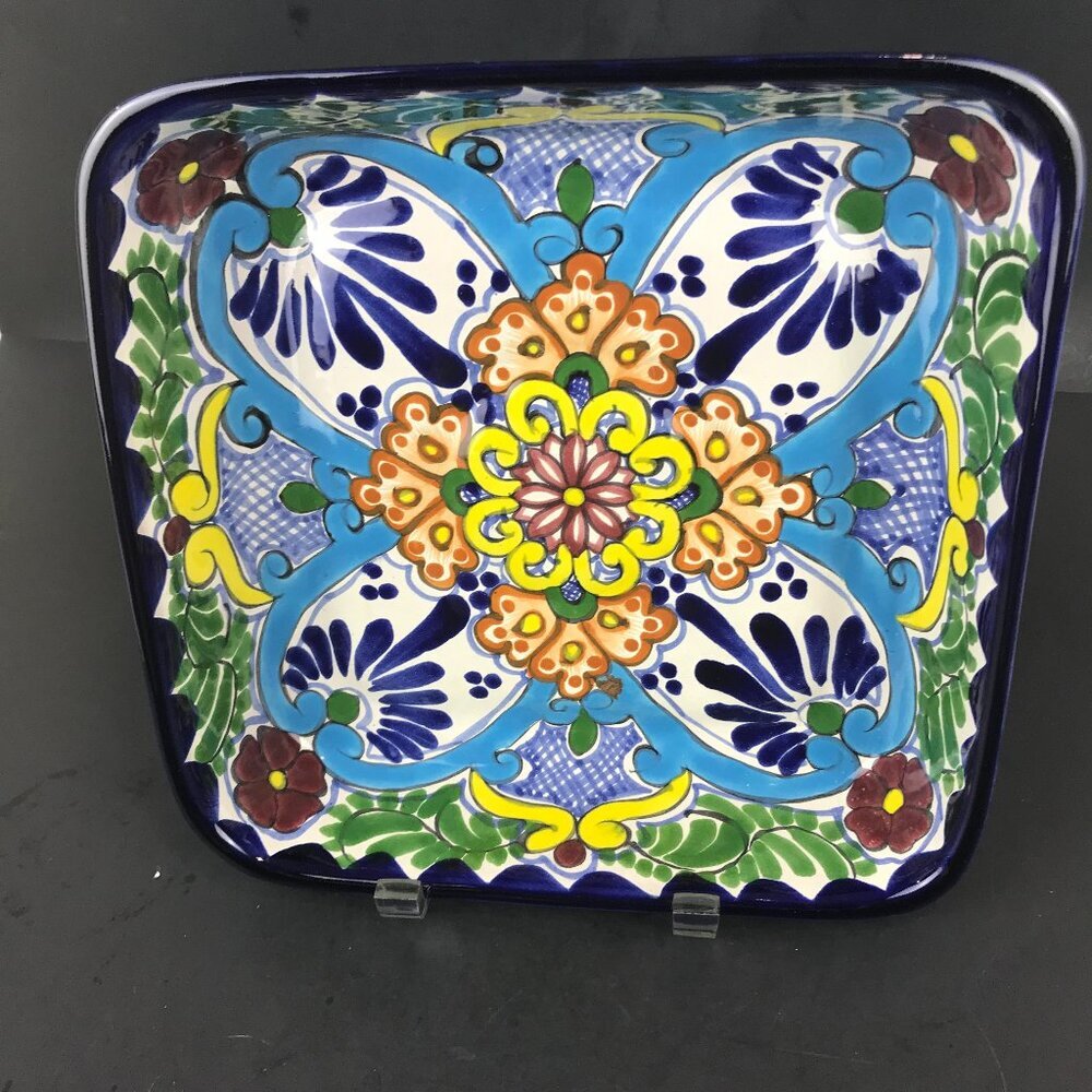 Talavera Mexican Art Pottery serving dish, approx. 9.5" x 9.5"